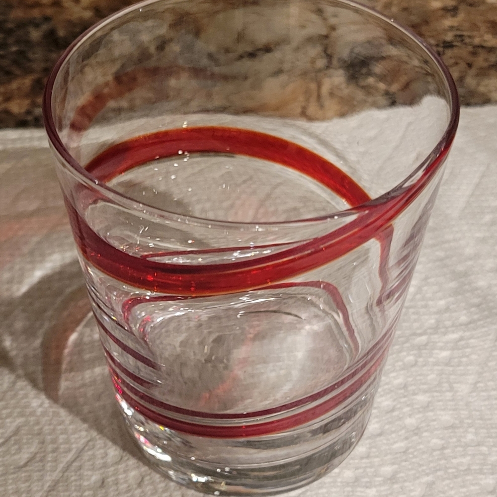 Pier 1 Swirline Red 4 1/8” Double Old Fashioned